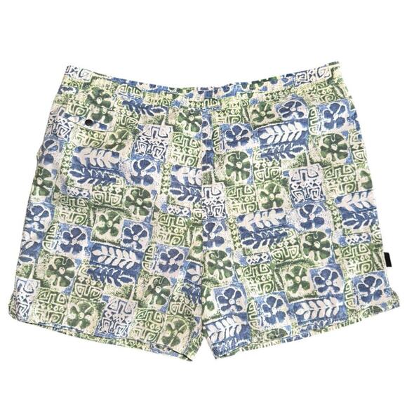 J.CREW Swim Trunks Shorts Blue & Green Floral Tropical Men’s Size Large Beach - Picture 1 of 8